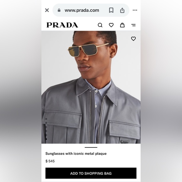 Prada Sunglasses PRA53S Iconic metal plaque Opaque Gold Frame brown lenses - Picture 14 of 15